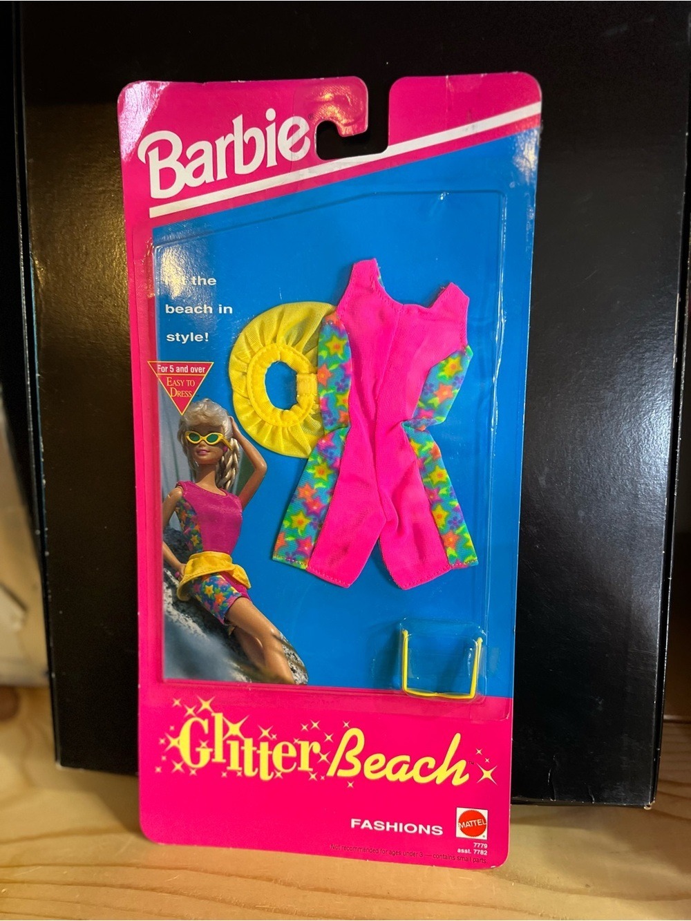 Barbie Pink Floral-Trim Glitter Beach Swim Outfit with Yellow Float